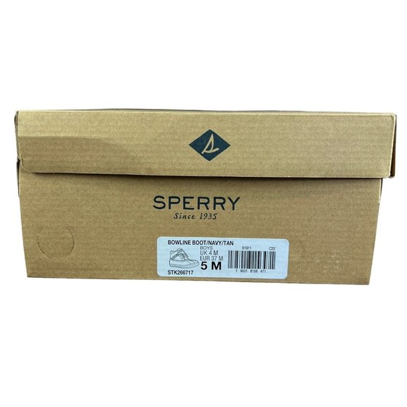Sperry Top-Sider Bowline Navy Tan Rain Boots Youth Boy's Size 5 M - Picture 10 of 10